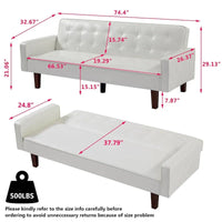Canapé futon en PU pour salon, canapé-lit convertible en similicuir, capitonné, pour chambre à coucher