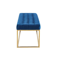 Banc en Velours Tufté Porthos Home Wenn avec Pieds en Chrome Doré