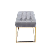 Banc en Velours Tufté Porthos Home Wenn avec Pieds en Chrome Doré