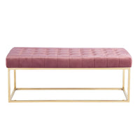 Banc en Velours Tufté Porthos Home Wenn avec Pieds en Chrome Doré