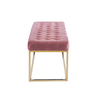 Banc en Velours Tufté Porthos Home Wenn avec Pieds en Chrome Doré