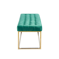 Banc en Velours Tufté Porthos Home Wenn avec Pieds en Chrome Doré