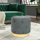 Adeco Pouf Rond en Velours Repose-Pieds de Coiffeuse Base Plaqué Or