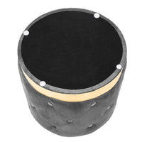 Adeco Pouf Rond en Velours Repose-Pieds de Coiffeuse Base Plaqué Or