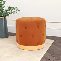 Adeco Pouf Rond en Velours Repose-Pieds de Coiffeuse Base Plaqué Or