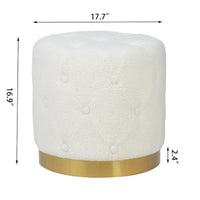 Adeco Pouf Rond en Velours Repose-Pieds de Coiffeuse Base Plaqué Or