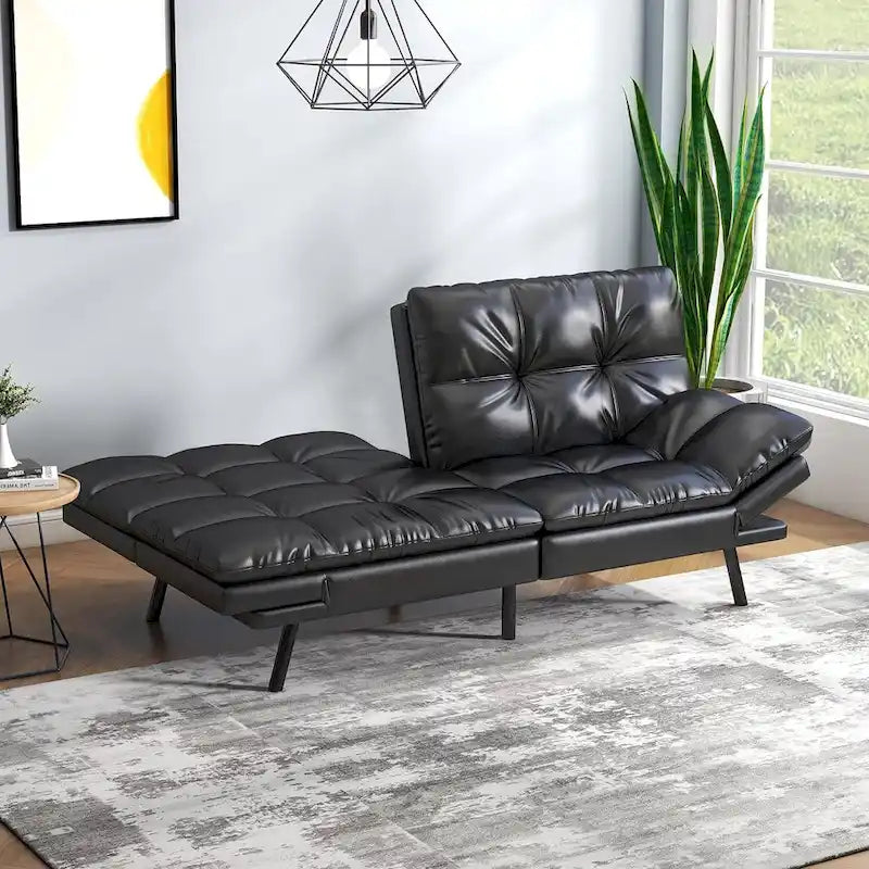 Canapé-lit futon, canapé pliable en mousse à mémoire de forme, causeuse convertible avec accoudoirs réglables pour petit espace