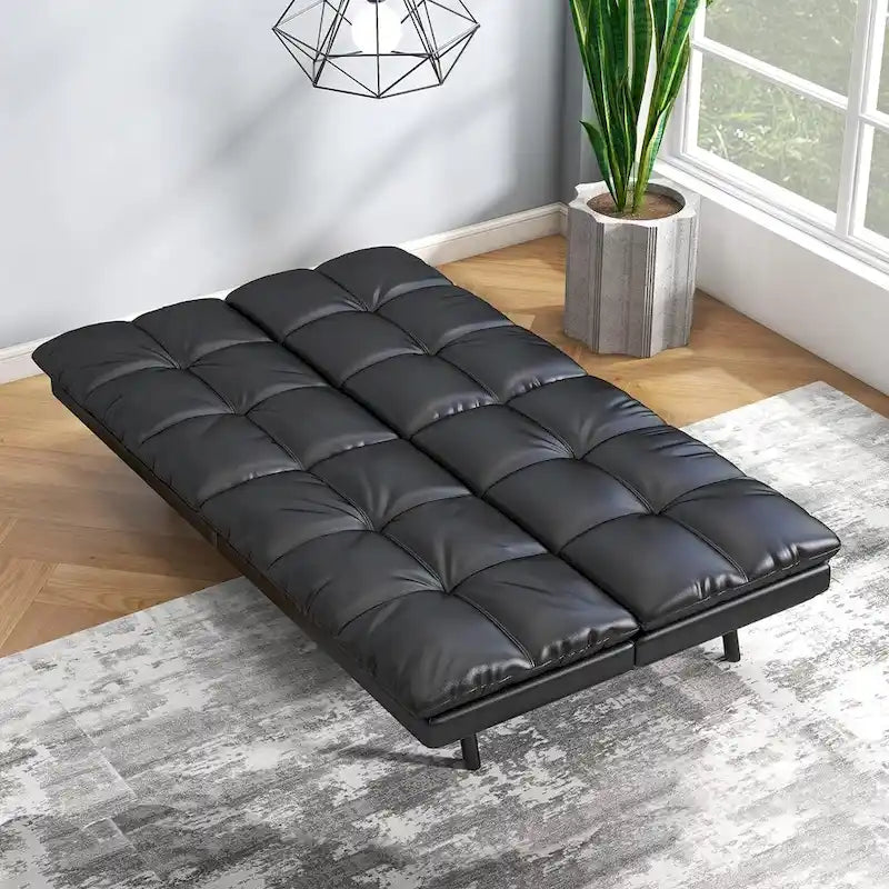 Canapé-lit futon, canapé pliable en mousse à mémoire de forme, causeuse convertible avec accoudoirs réglables pour petit espace