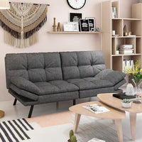 Canapé-lit futon, canapé pliable en mousse à mémoire de forme, causeuse convertible avec accoudoirs réglables pour petit espace