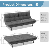 Canapé-lit futon, canapé pliable en mousse à mémoire de forme, causeuse convertible avec accoudoirs réglables pour petit espace