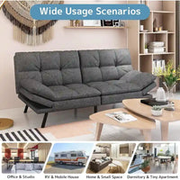 Canapé-lit futon, canapé pliable en mousse à mémoire de forme, causeuse convertible avec accoudoirs réglables pour petit espace