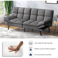 Canapé-lit futon, canapé pliable en mousse à mémoire de forme, causeuse convertible avec accoudoirs réglables pour petit espace