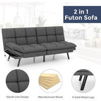 Canapé-lit futon, canapé pliable en mousse à mémoire de forme, causeuse convertible avec accoudoirs réglables pour petit espace