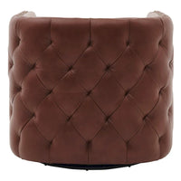 Fauteuil pivotant capitonné en cuir pleine fleur Leslie
