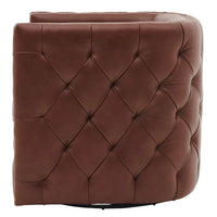 Fauteuil pivotant capitonné en cuir pleine fleur Leslie