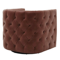 Fauteuil pivotant capitonné en cuir pleine fleur Leslie