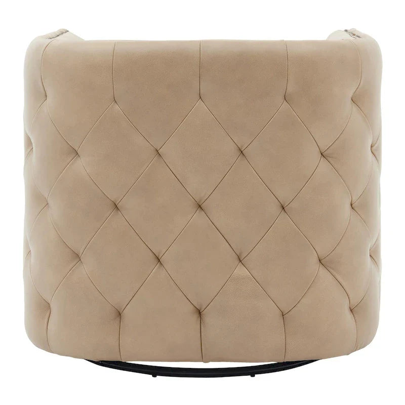 Fauteuil pivotant capitonné en cuir pleine fleur Leslie