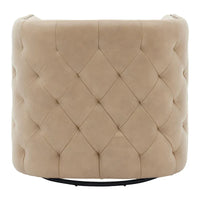Fauteuil pivotant capitonné en cuir pleine fleur Leslie