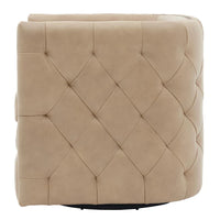 Fauteuil pivotant capitonné en cuir pleine fleur Leslie