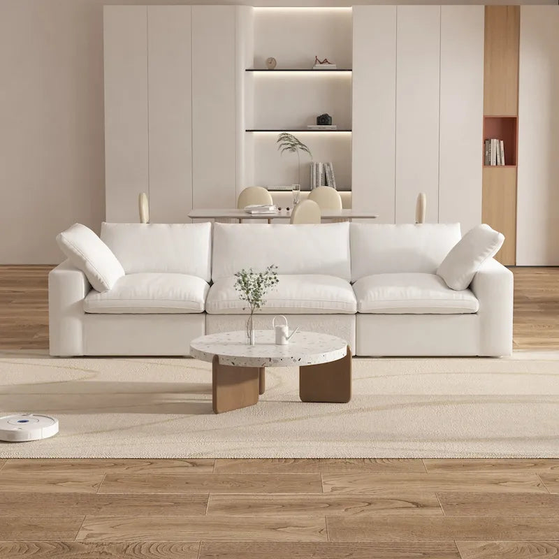 Canapé Sectionnel 3 Pièces Contemporain Moelleux Commix 120 pouces avec Coussins Garnis de Plumes