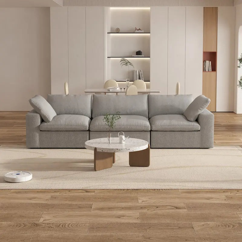 Canapé Sectionnel 3 Pièces Contemporain Moelleux Commix 120 pouces avec Coussins Garnis de Plumes