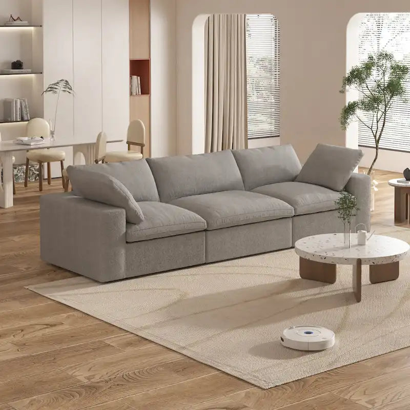 Canapé Sectionnel 3 Pièces Contemporain Moelleux Commix 120 pouces avec Coussins Garnis de Plumes
