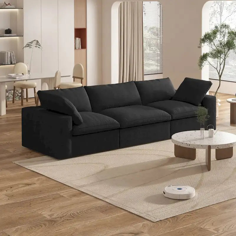 Canapé Sectionnel 3 Pièces Contemporain Moelleux Commix 120 pouces avec Coussins Garnis de Plumes