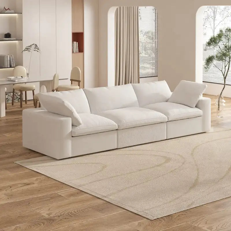 Canapé Sectionnel 3 Pièces Contemporain Moelleux Commix 120 pouces avec Coussins Garnis de Plumes