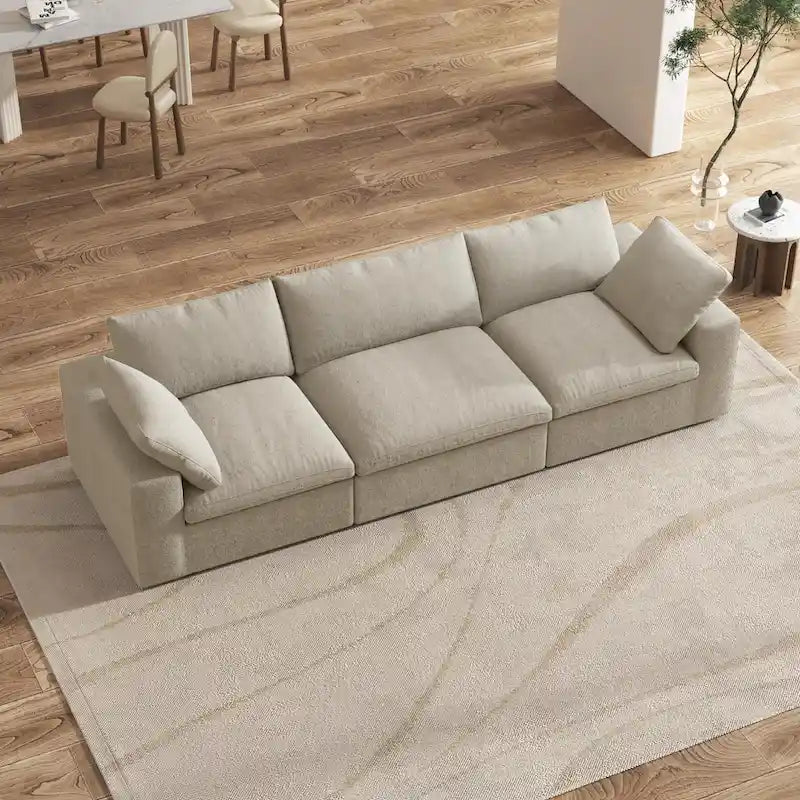 Canapé Sectionnel 3 Pièces Contemporain Moelleux Commix 120 pouces avec Coussins Garnis de Plumes
