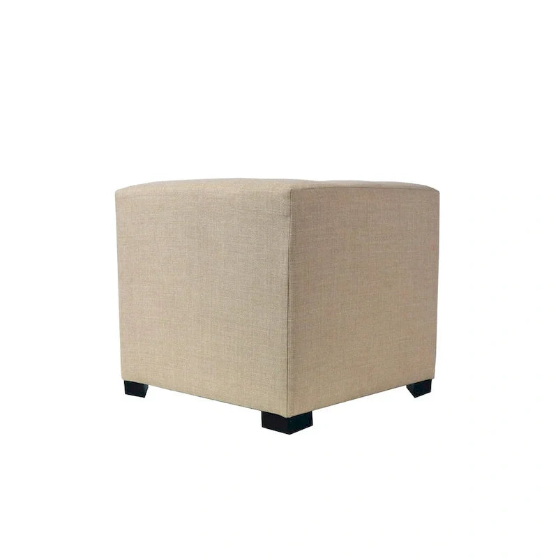MJL Furniture Pouf carré capitonné 4 boutons en bois massif