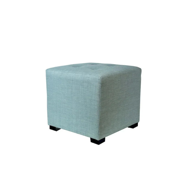 MJL Furniture Pouf carré capitonné 4 boutons en bois massif