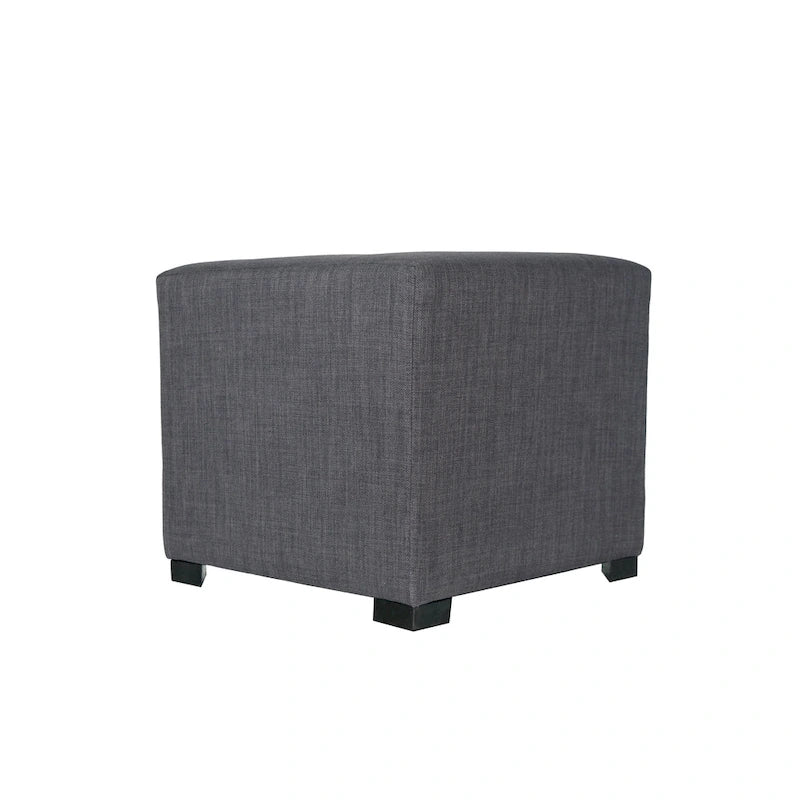 MJL Furniture Pouf carré capitonné 4 boutons en bois massif
