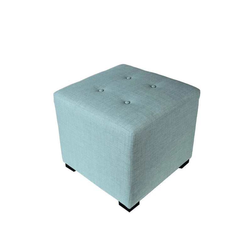 MJL Furniture Pouf carré capitonné 4 boutons en bois massif