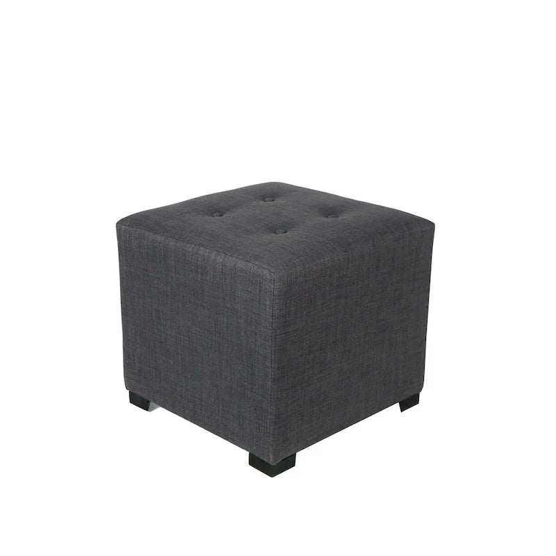 MJL Furniture Pouf carré capitonné 4 boutons en bois massif