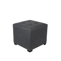 MJL Furniture Pouf carré capitonné 4 boutons en bois massif