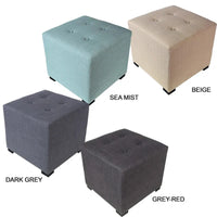 MJL Furniture Pouf carré capitonné 4 boutons en bois massif