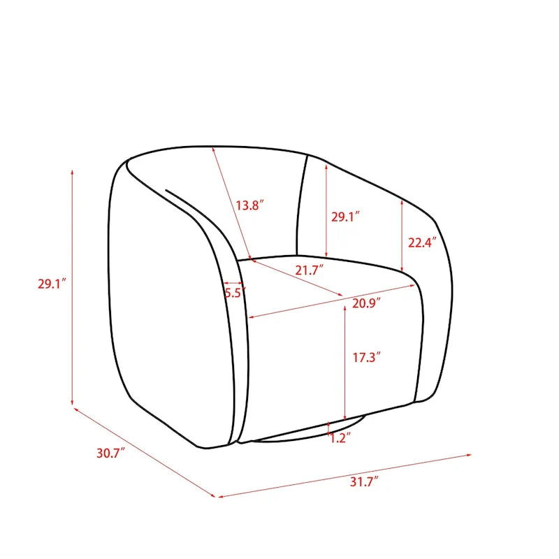 Kiptin - Fauteuil d'appoint tonneau pivotant à 360 degrés 31,7 pouces de large (lot de 2)