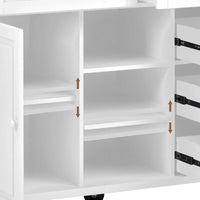 Îlot de cuisine roulant de 134,1 cm avec rangement et 5 tiroirs
