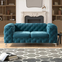 Causeuse Chesterfield Capitonnée en Velours Corvus Aosta