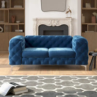 Causeuse Chesterfield Capitonnée en Velours Corvus Aosta