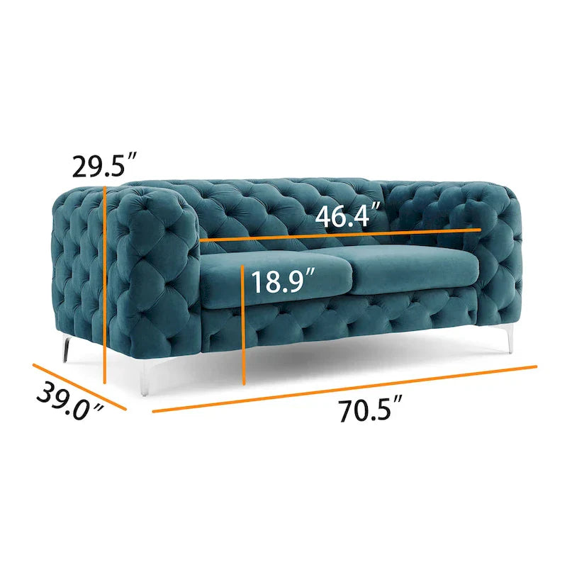 Causeuse Chesterfield Capitonnée en Velours Corvus Aosta