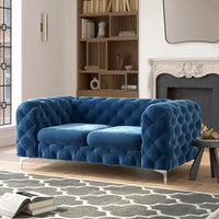 Causeuse Chesterfield Capitonnée en Velours Corvus Aosta