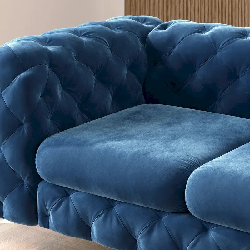 Causeuse Chesterfield Capitonnée en Velours Corvus Aosta