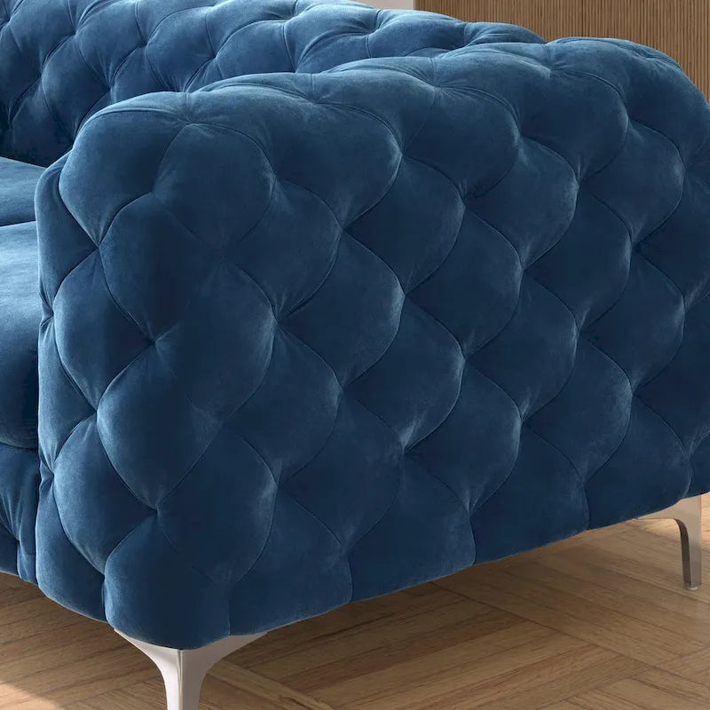 Causeuse Chesterfield Capitonnée en Velours Corvus Aosta