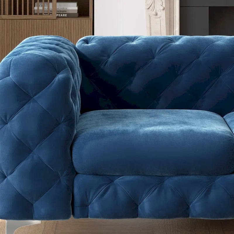 Causeuse Chesterfield Capitonnée en Velours Corvus Aosta