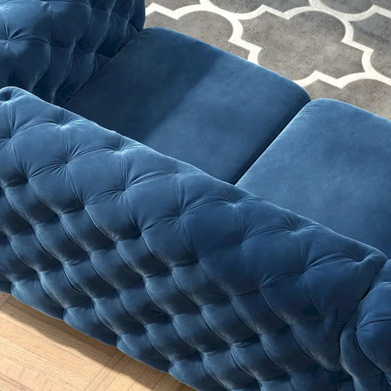Causeuse Chesterfield Capitonnée en Velours Corvus Aosta
