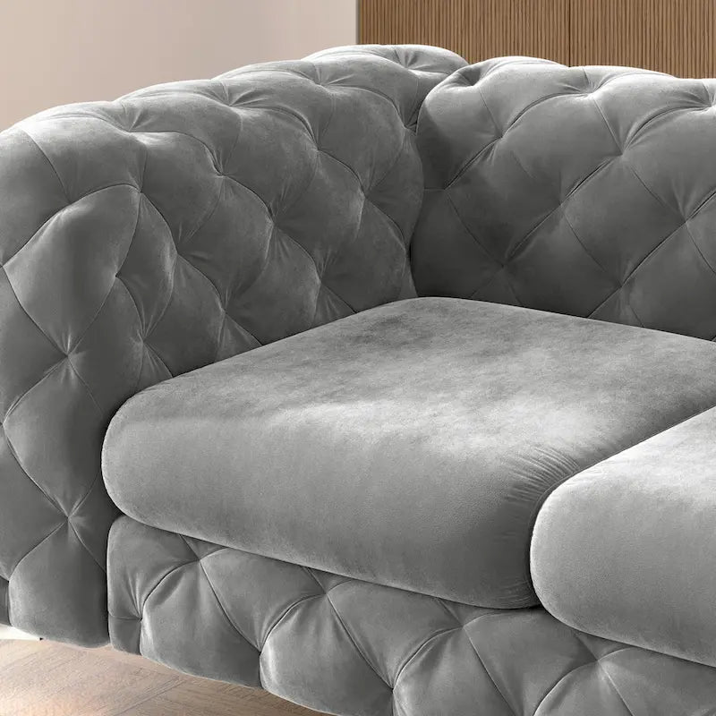 Causeuse Chesterfield Capitonnée en Velours Corvus Aosta