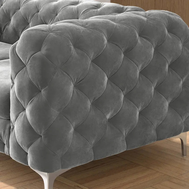 Causeuse Chesterfield Capitonnée en Velours Corvus Aosta