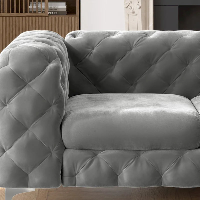 Causeuse Chesterfield Capitonnée en Velours Corvus Aosta