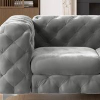 Causeuse Chesterfield Capitonnée en Velours Corvus Aosta